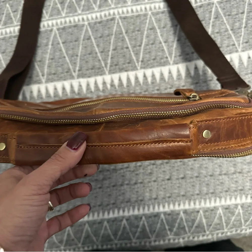 Men’s Brown Leather Briefcase Laptop Messenger Bag Vintage Work Business Satchel